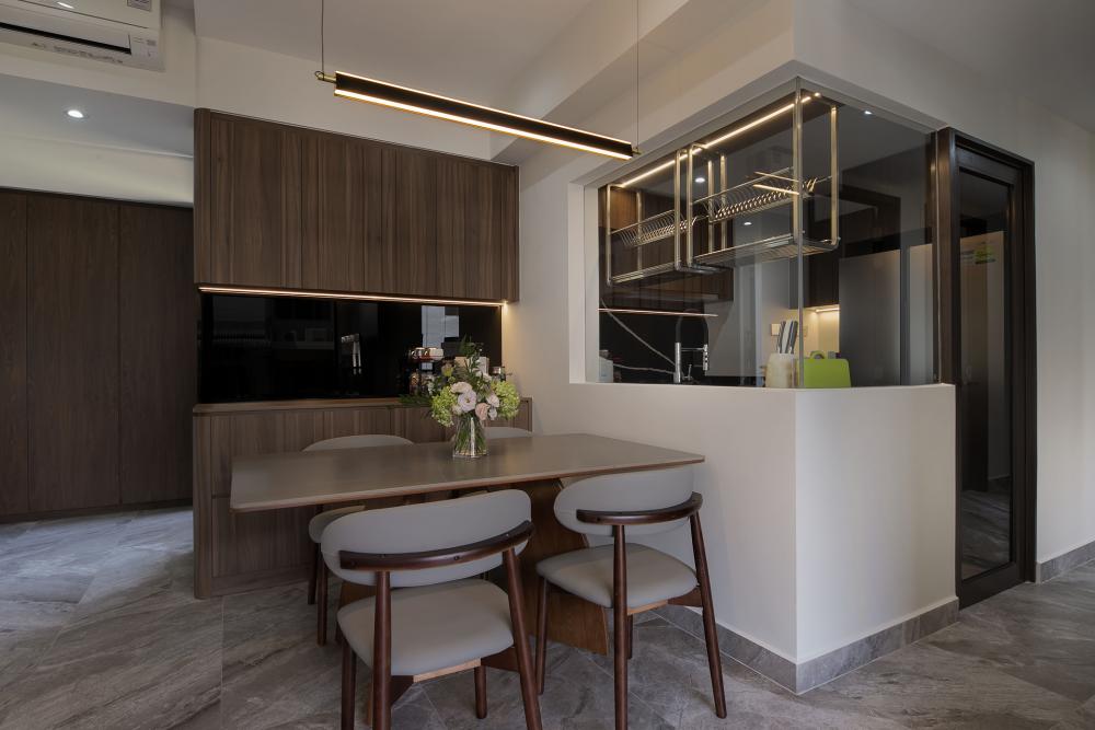 Contemporary Dining Room with Ceiling Light and Dining Table