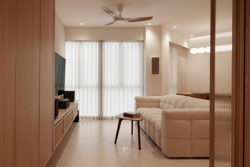 Minimalist Living Room with TV Console and Sofa