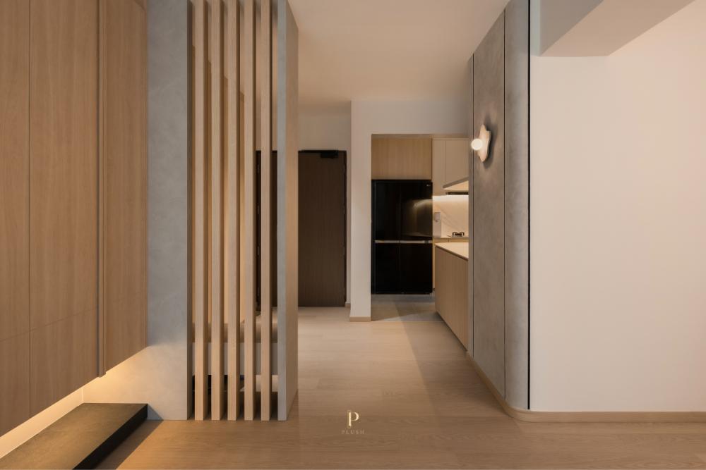Minimalist Entryway with Seating Bench and Small Storage