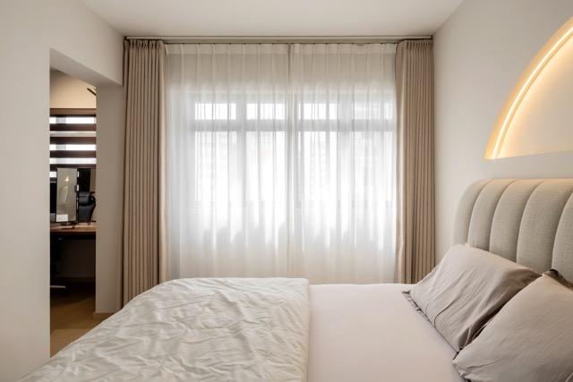 Asian Bedroom with Curtain and Lighting