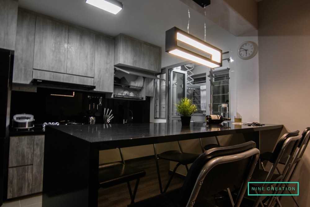 Contemporary Dining Room with Drop Light and Dining Chairs