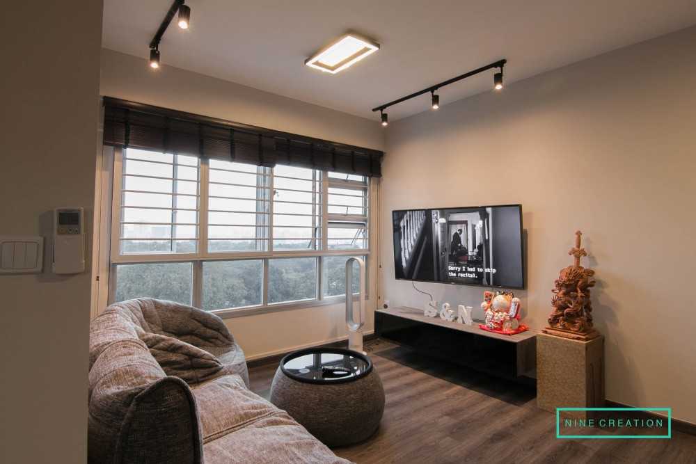 Contemporary Living Room with TV Console and Sofa