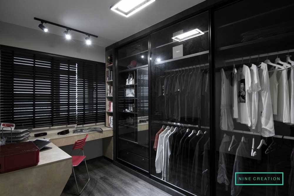 Contemporary Bedroom with Vinyl Flooring and Cement Floor