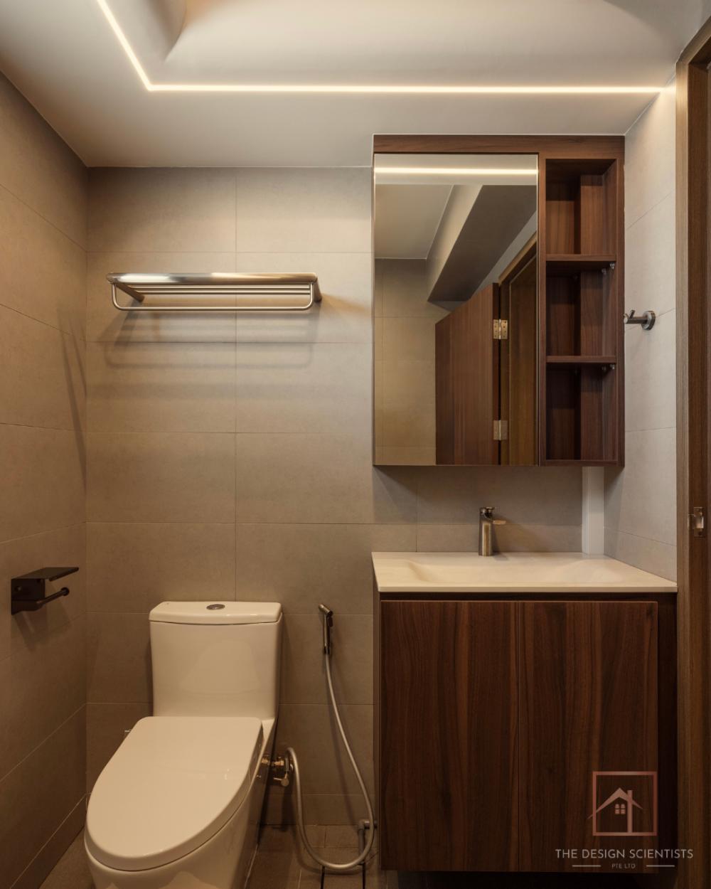 Modern Bathroom with Marble Floor and Rainshower