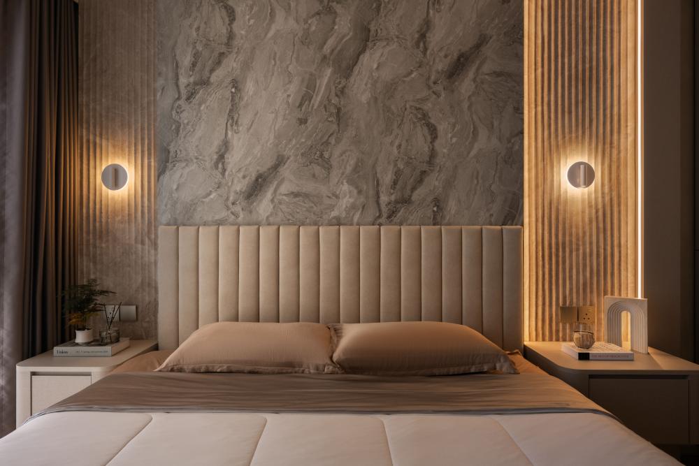 Modern Bedroom with Platform Bed and Cove Lighting