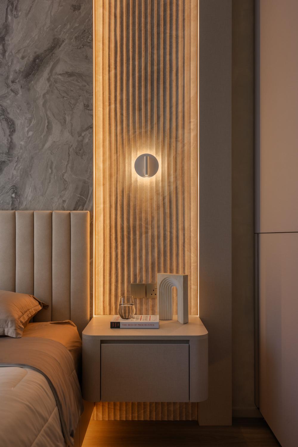 Modern Bedroom with Drop Light and Cove Lighting