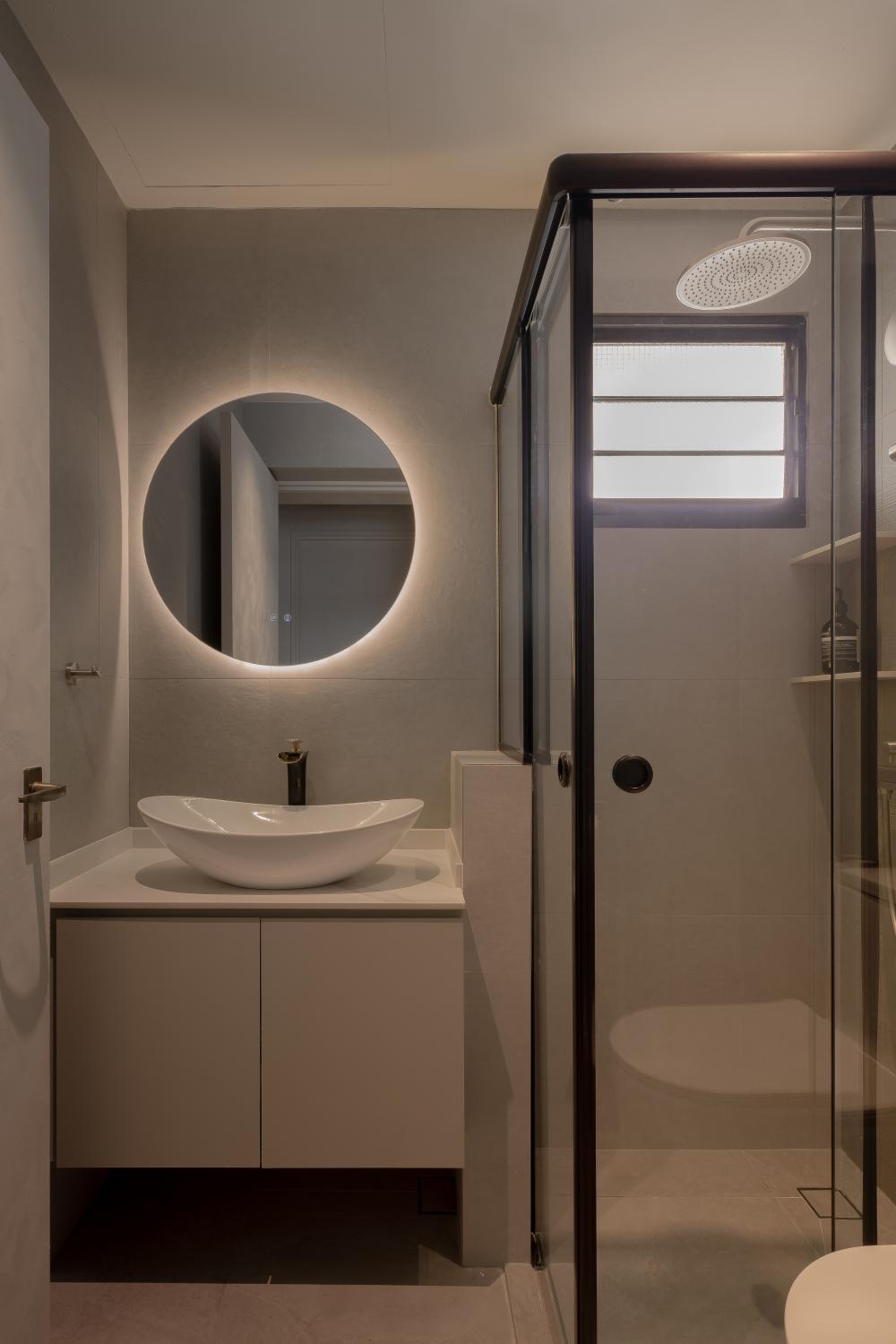 Minimalist Bathroom with Countertop and Mirror