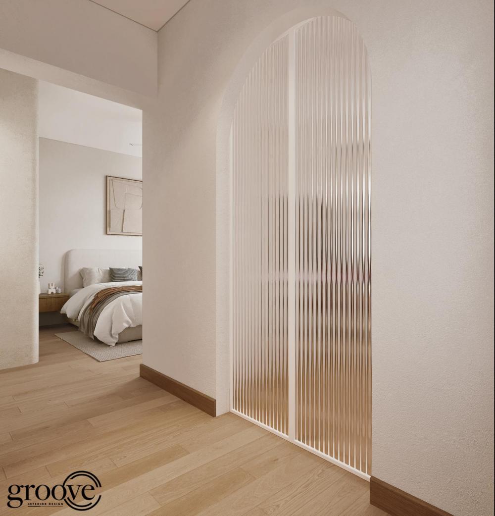 Minimalist Bedroom with Vinyl Flooring and Flooring