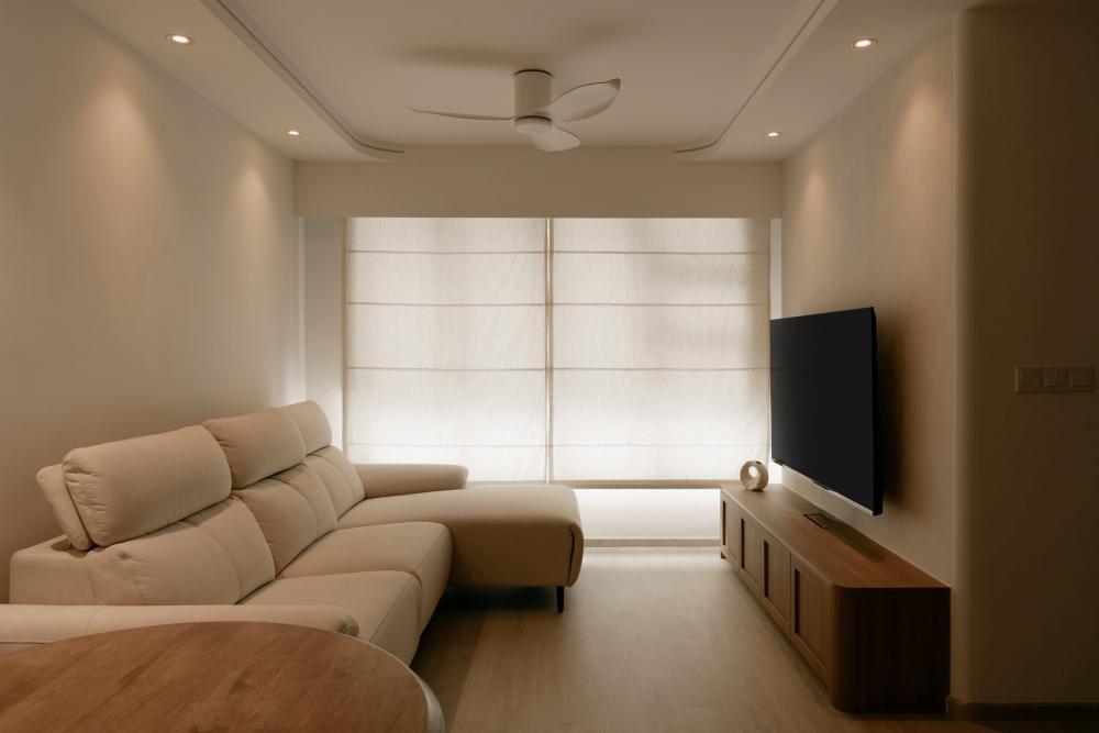 Modern Living Room with Vinyl Flooring and TV Console