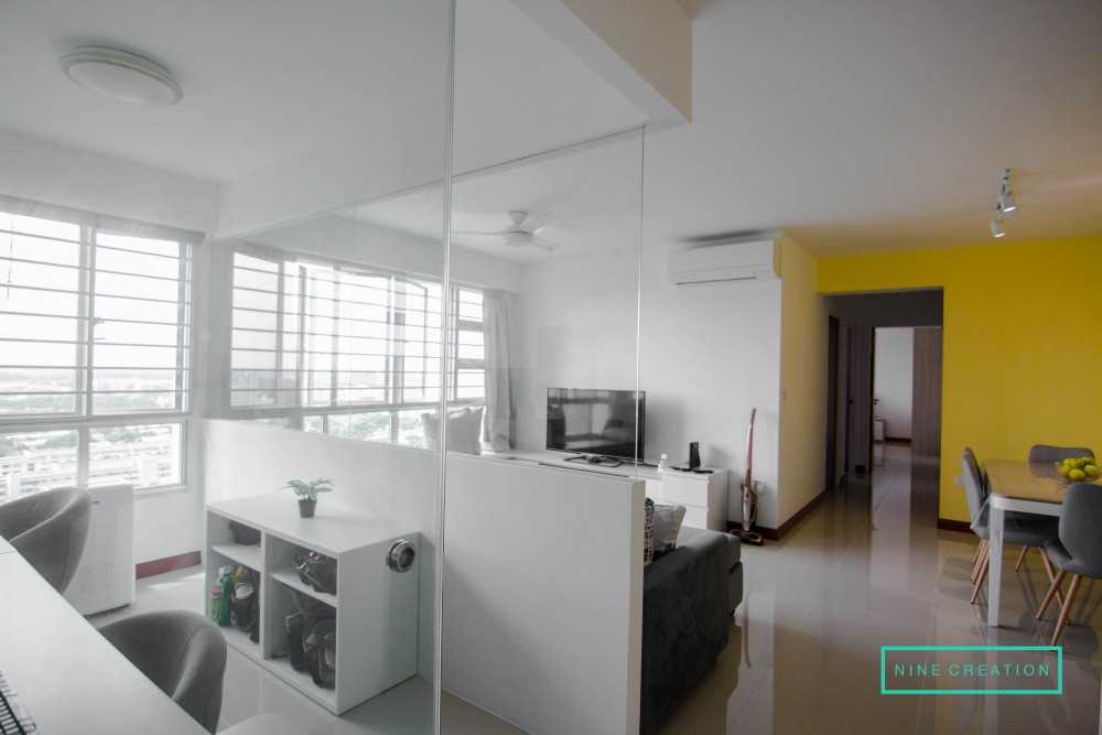 Modern Living Room with Bookshelf and Settee