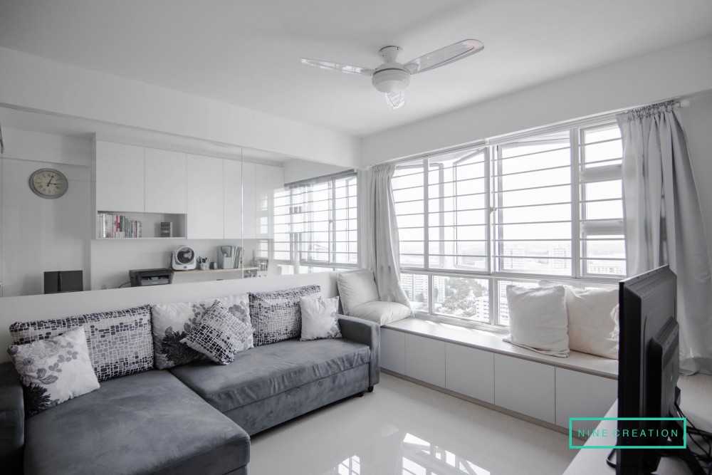 Modern Living Room with Settee and Homogeneous Tiles