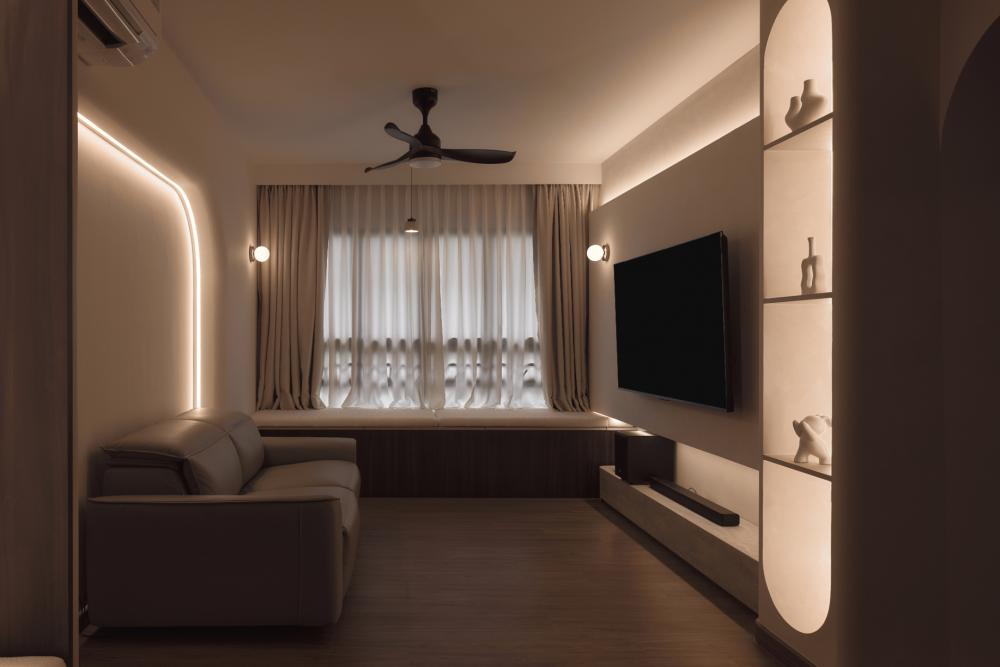 Modern Living Room with Settee and TV Console
