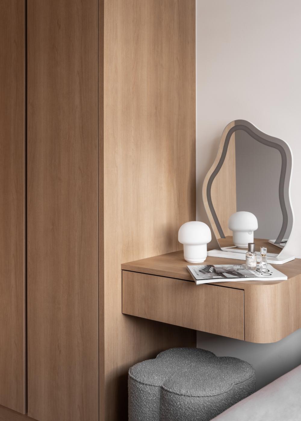 Scandinavian Bedroom with Wardrobe and Bedside Table