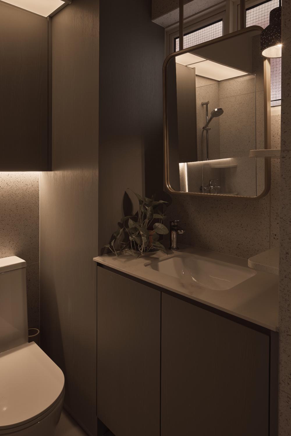 Contemporary Bathroom with Bathroom Storage and Bathroom Sinks