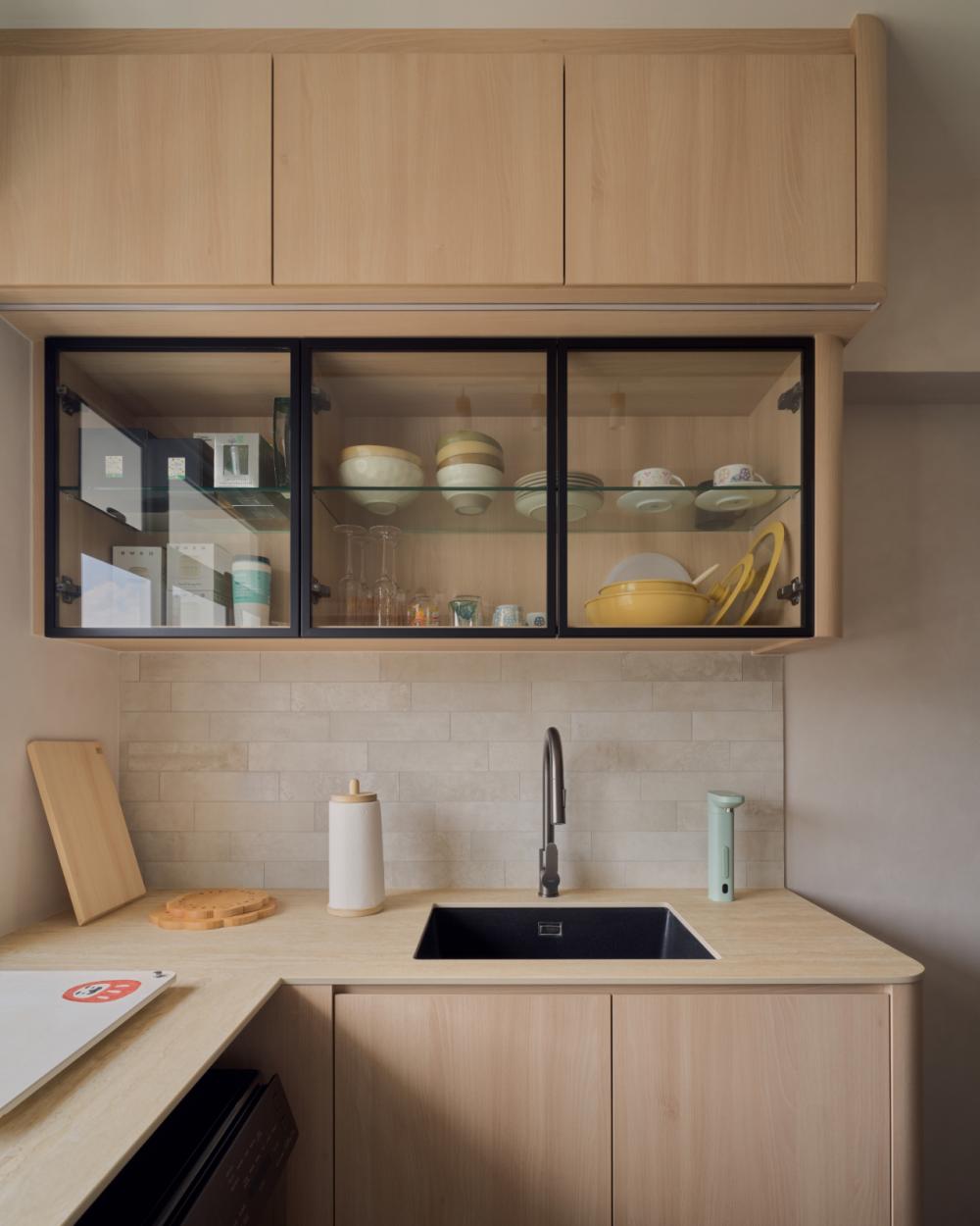 Scandinavian Kitchen with Kitchen Tap and Kitchen Cabinets