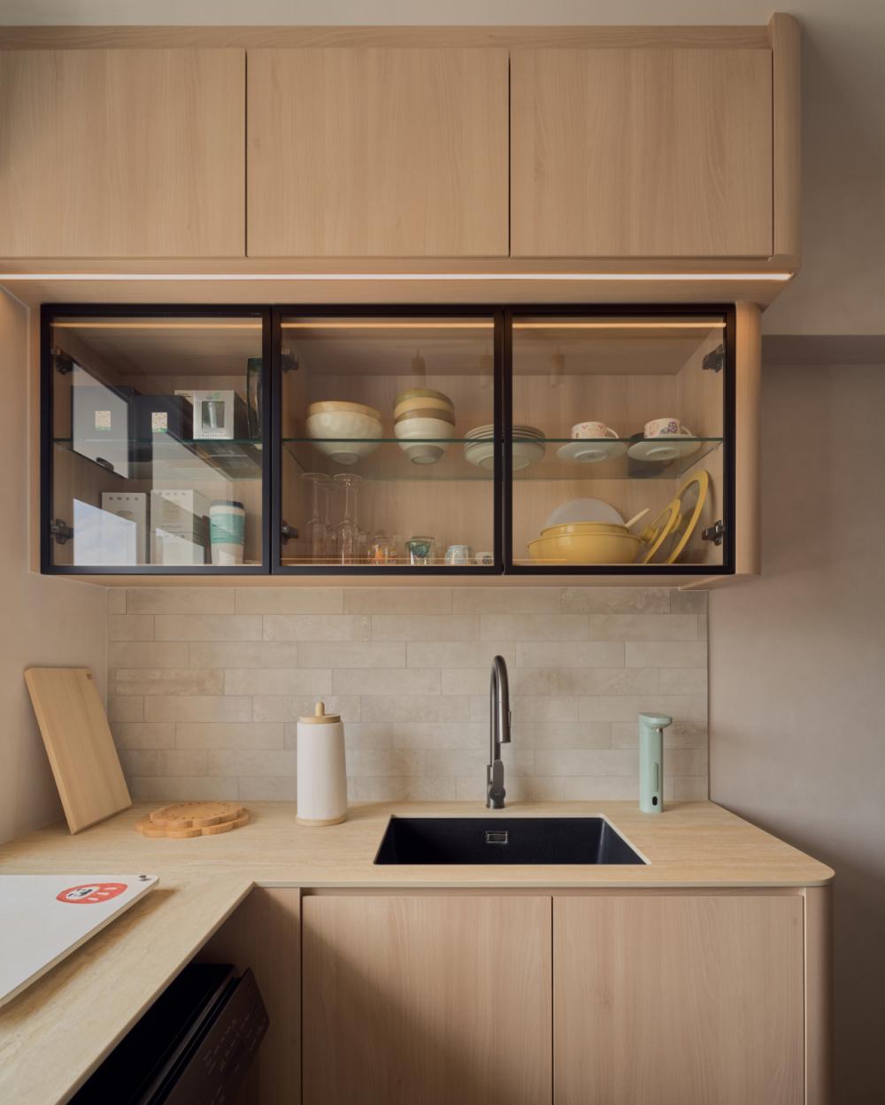 Scandinavian Kitchen with Kitchen Tap and Kitchen Cabinets