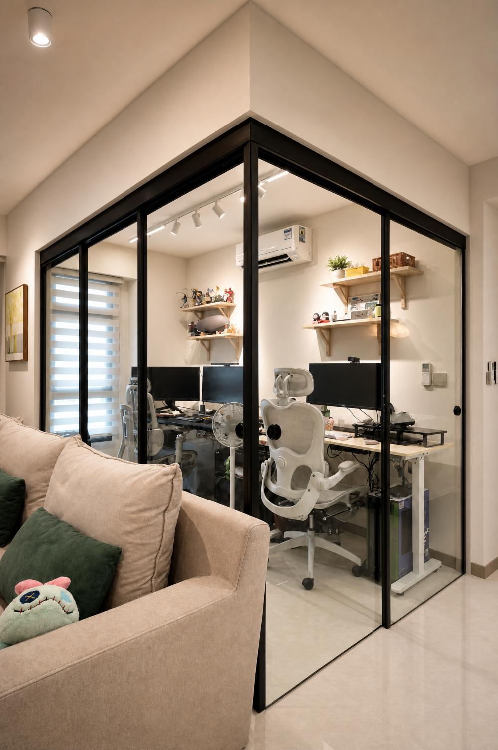Scandinavian Study with Glass Door and Desk