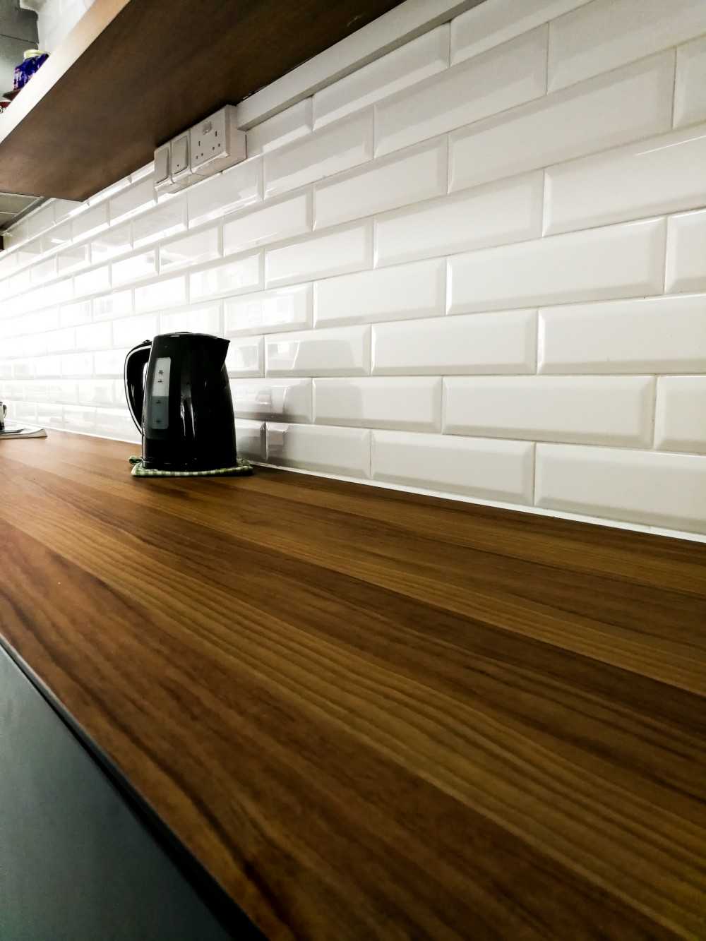 Scandinavian Kitchen with Countertop and Feature Wall