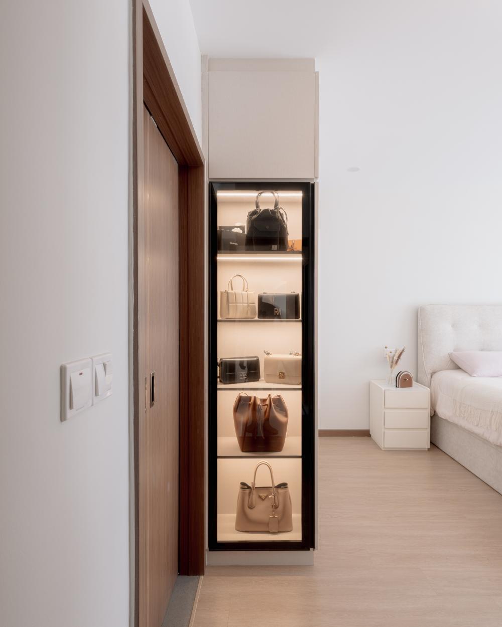 Minimalist Bedroom with Vinyl Flooring and Wardrobe