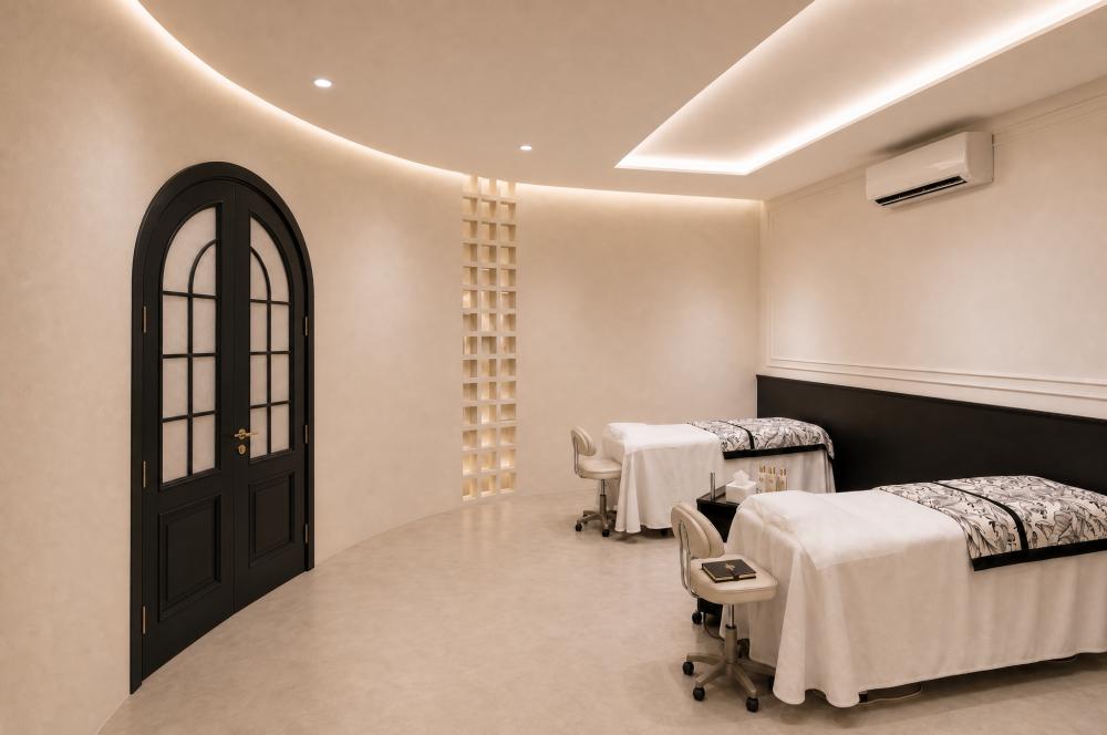 Minimalist Retail with Cement Floor and Feature Wall