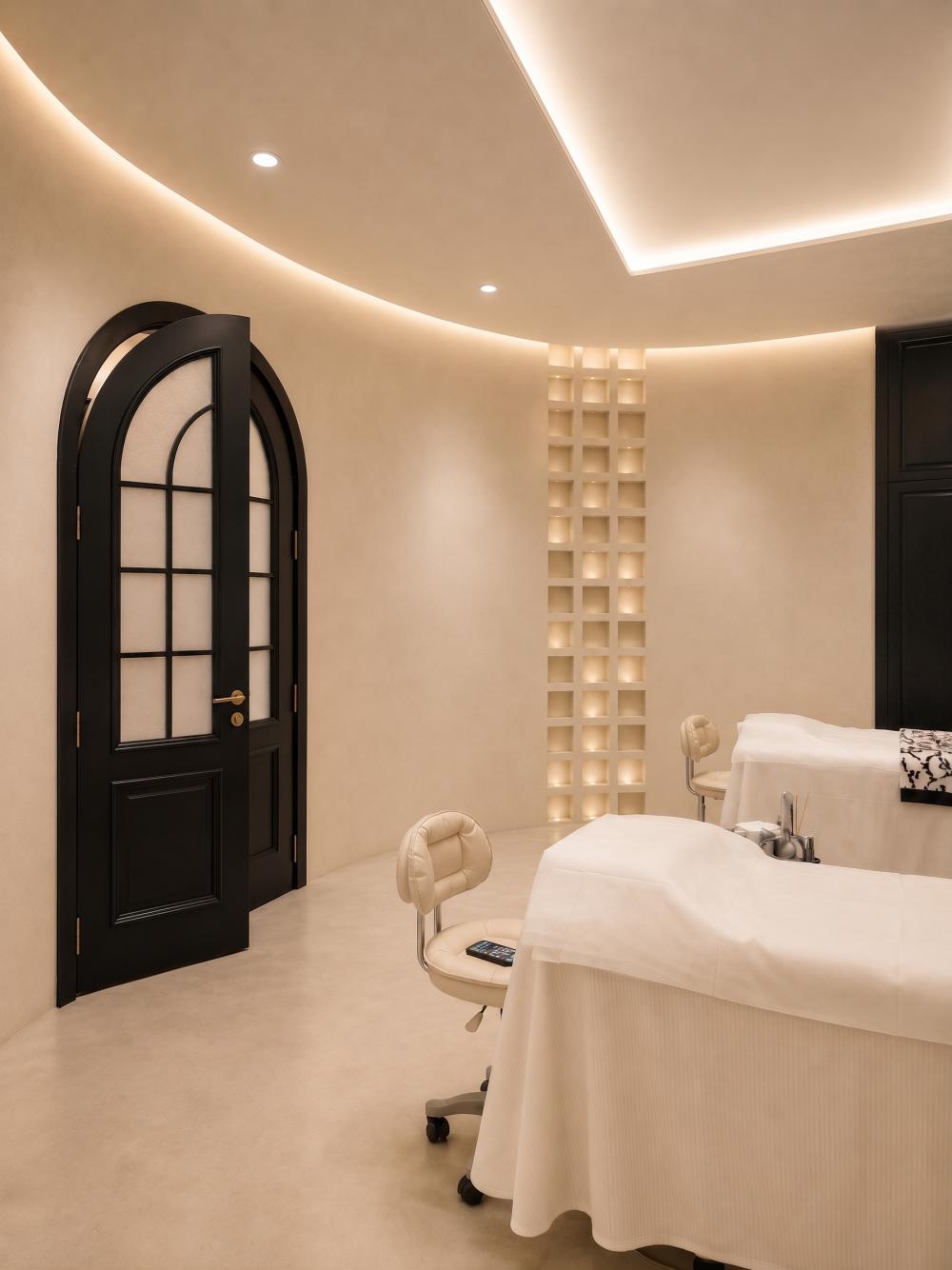 Minimalist Retail with Feature Wall and Ceiling Light