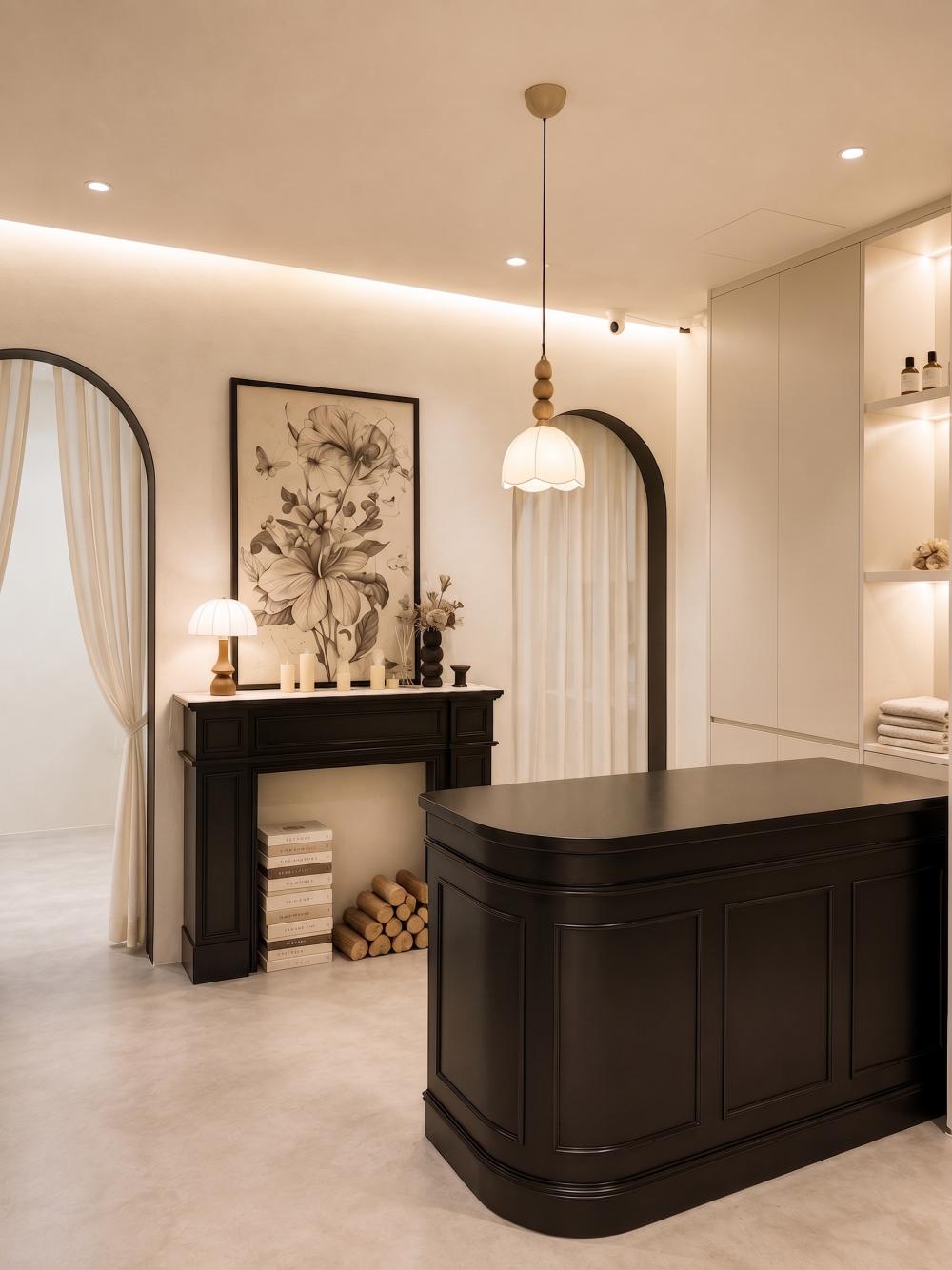 Minimalist Retail with Cove Lighting and Breakfast Counter