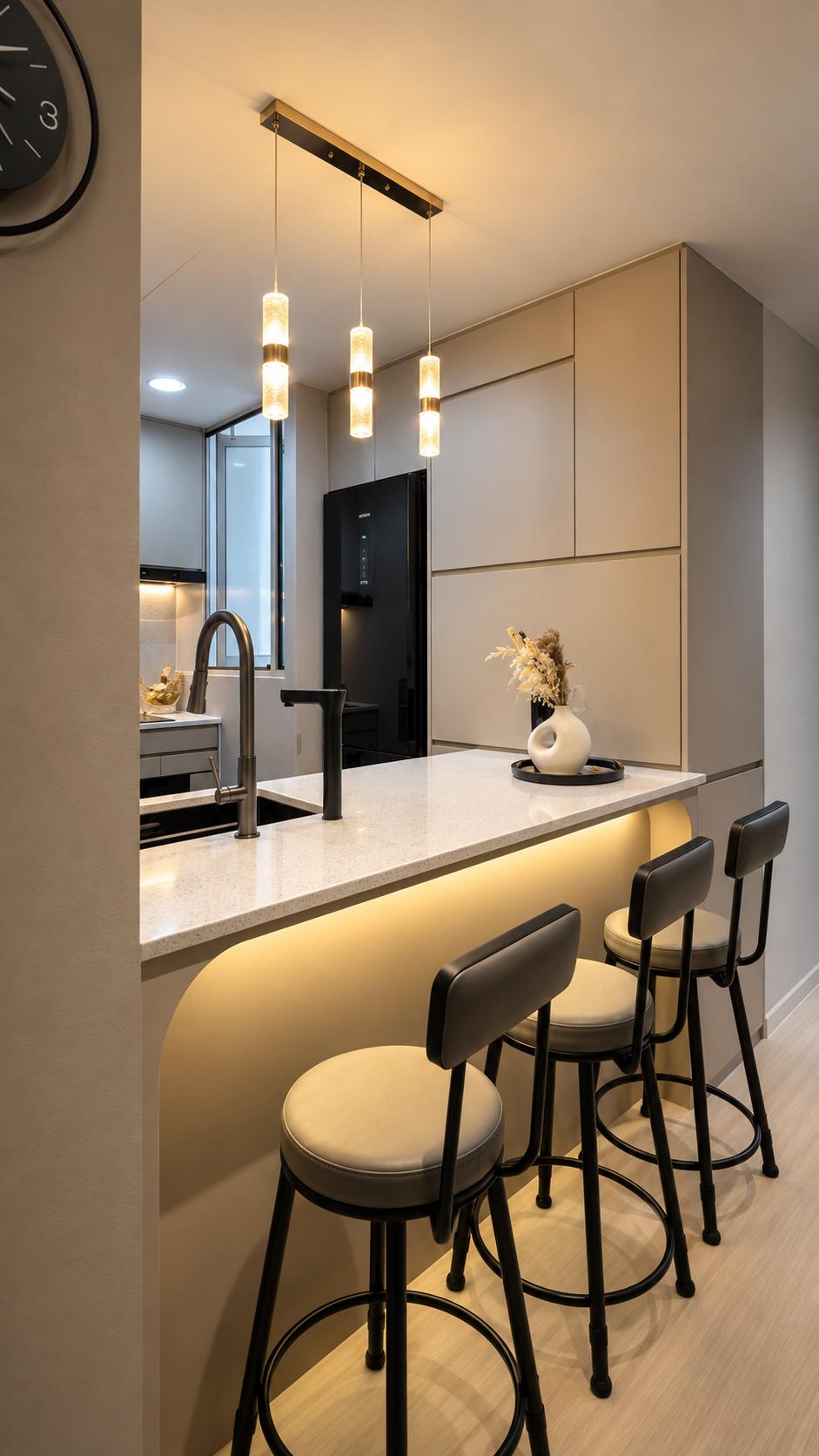 Modern Kitchen with Countertop and Kitchen Island