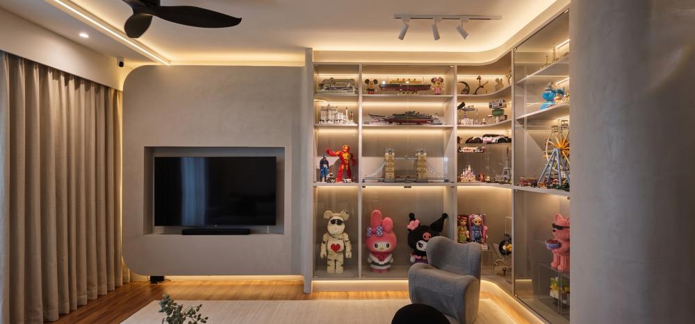 Modern Living Room with Feature Wall and TV