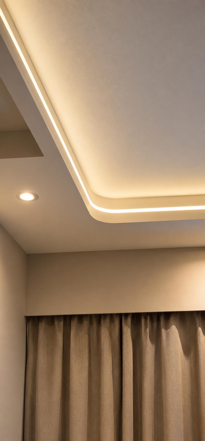 Modern Living Room with Drop Ceiling and Ceiling Light