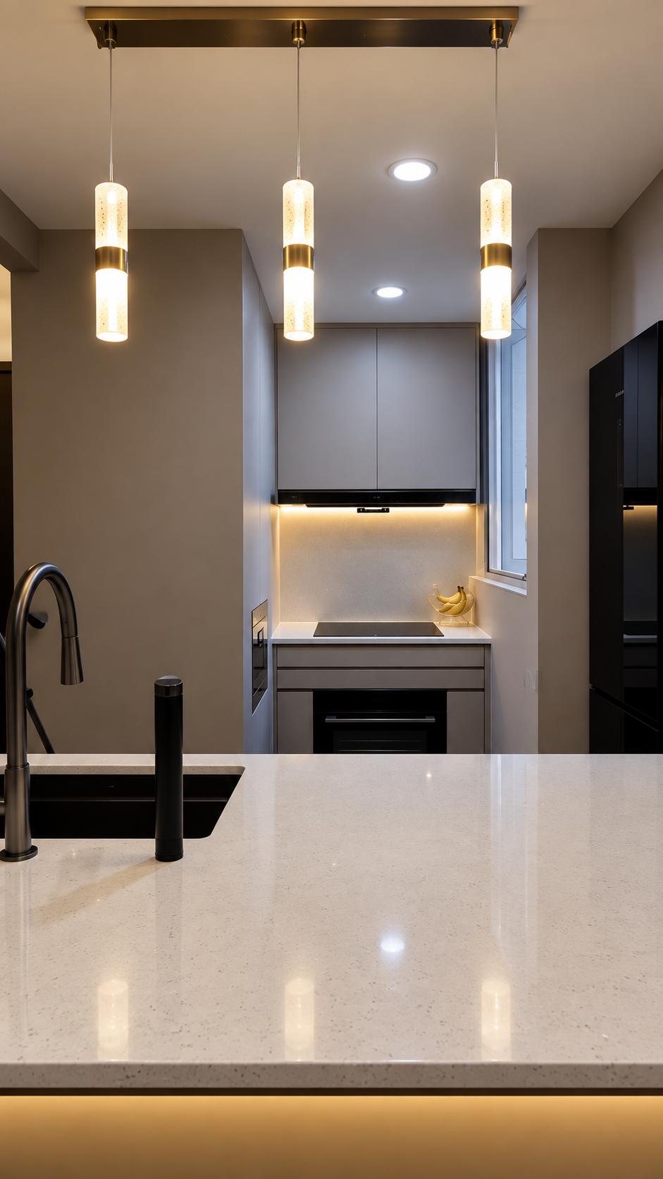 Modern Kitchen with Countertop and Open Kitchen