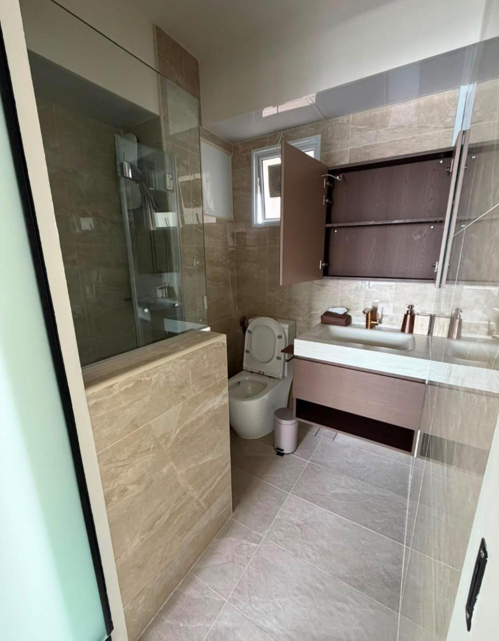 Vintage Bathroom with Countertop and Homogeneous Tiles
