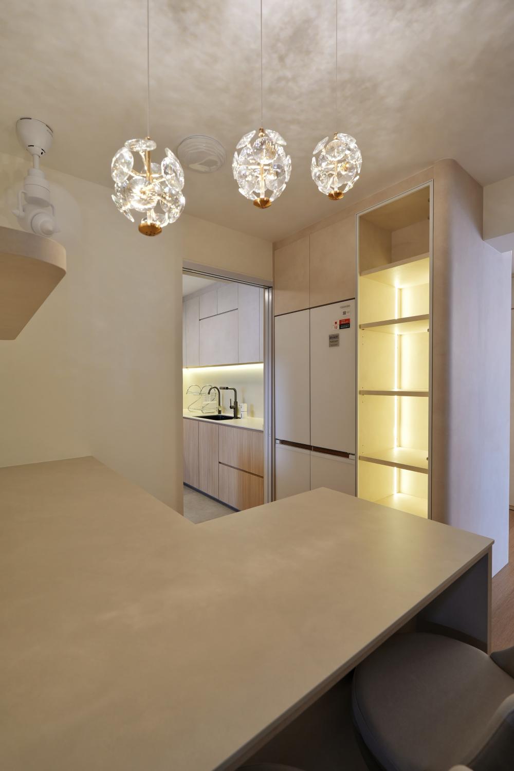 Minimalist Pantry with Kitchen Island and Console Table