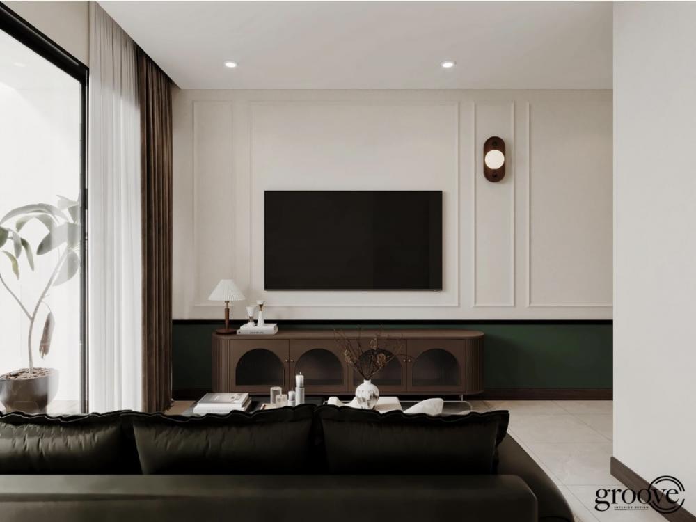Modern Living Room with TV Console and Feature Wall