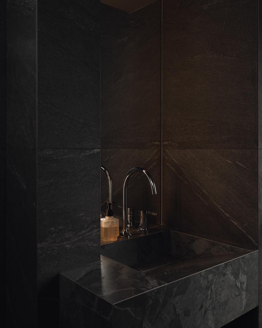 Contemporary Bathroom with Countertop and Homogeneous Tiles