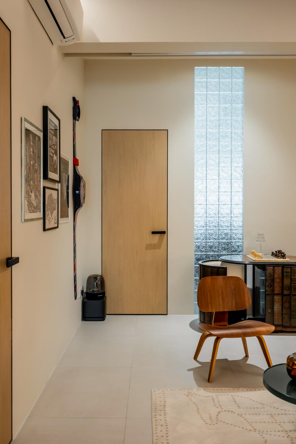 Eclectic Hallway with Artwork and Console Table