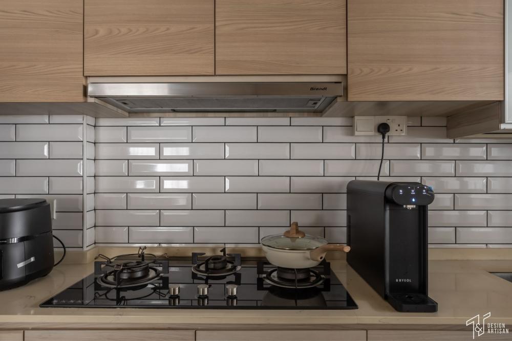 Scandinavian Kitchen with Countertop and Kitchen Cabinets