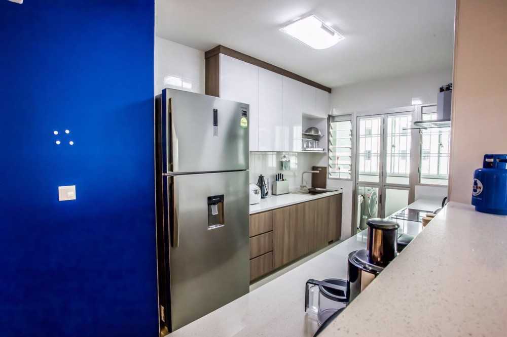 Scandinavian Kitchen with Countertop and Kitchen Cabinets