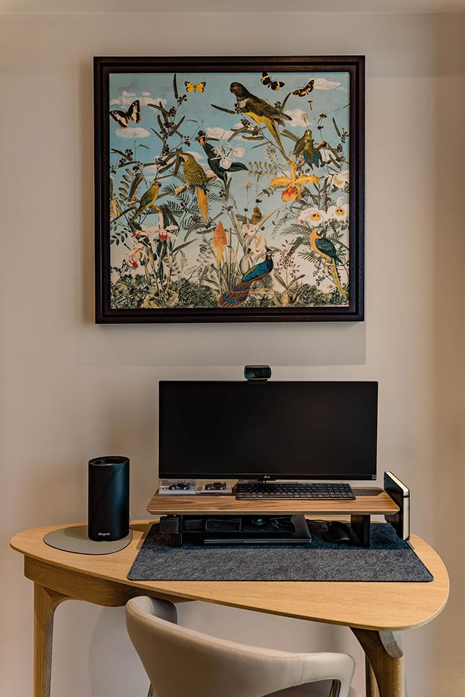 Modern Living Room with Paintings and Lighting