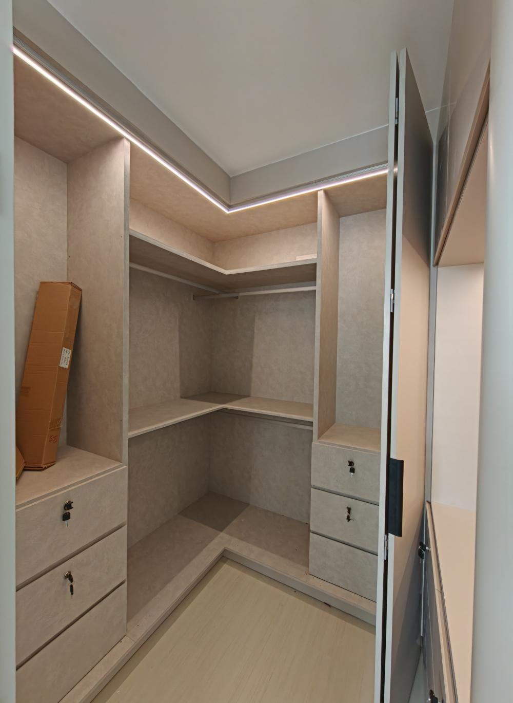 Minimalist Bedroom with Cove Lighting and Wardrobe