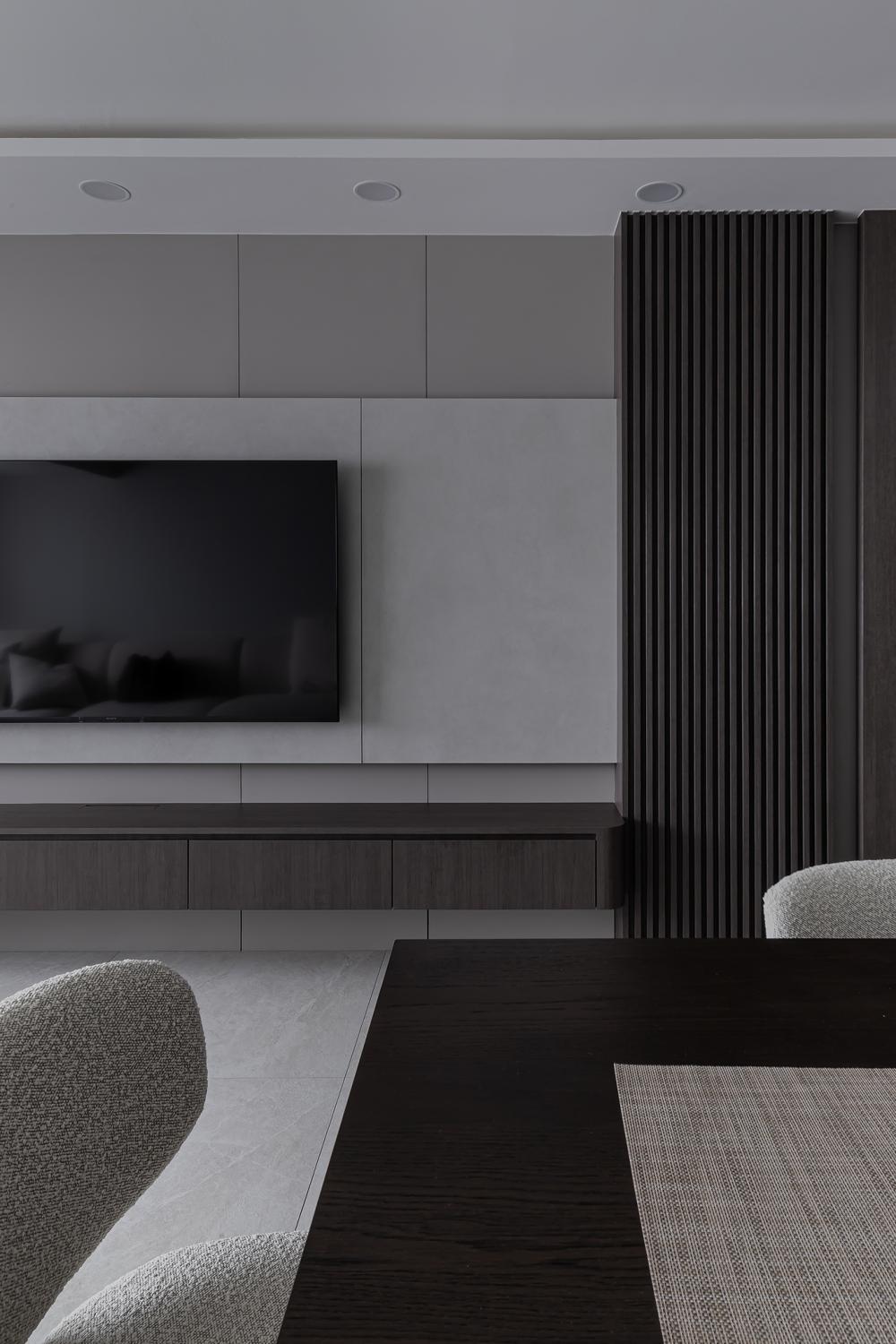 Contemporary Living Room with Downlights and Sofa