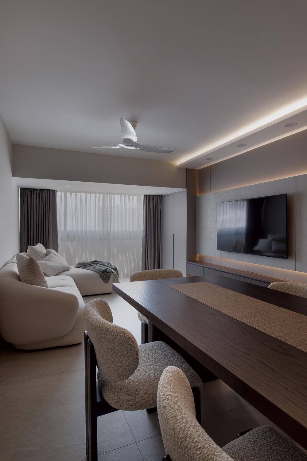 Contemporary Living Room with TV Console and Sofa