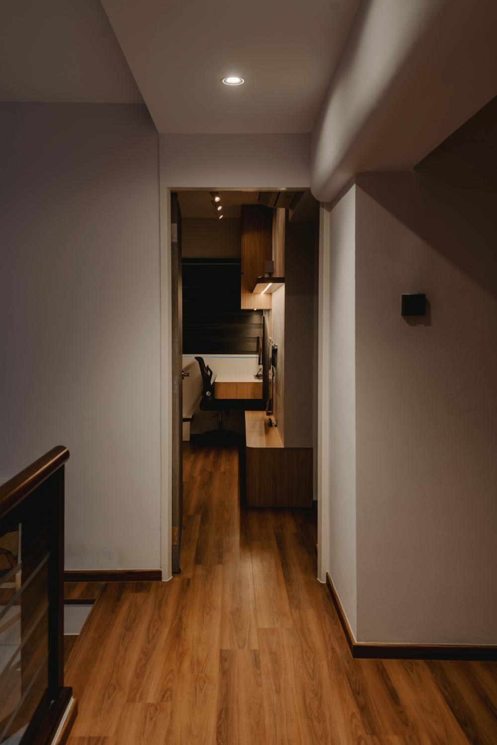 Scandinavian Bedroom with Cove Lighting and Drop Ceiling