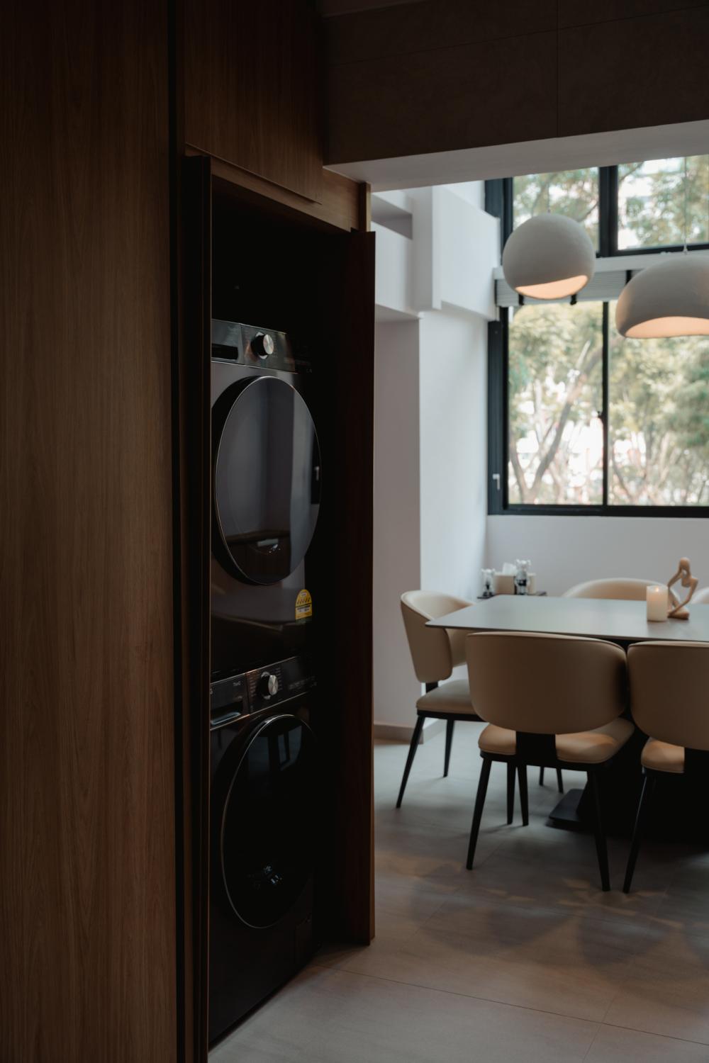 Scandinavian Kitchen with Washing Machine and Dryer