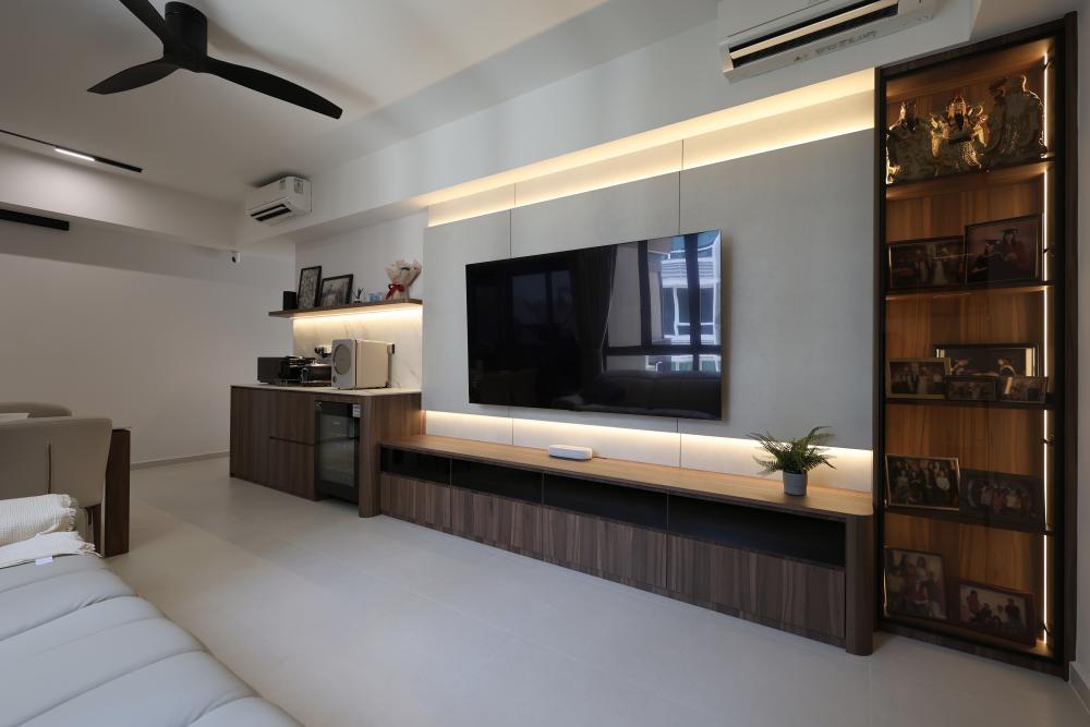 Minimalist Living Room with Paintings and TV