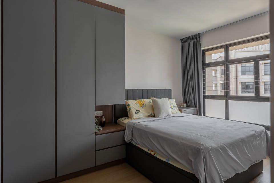 Modern Bedroom with Wardrobe and Bedside Table