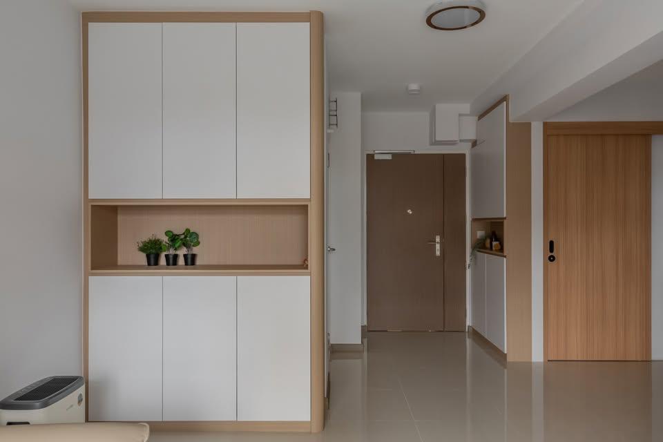 Modern Entryway with Shoe Cabinets and Doors