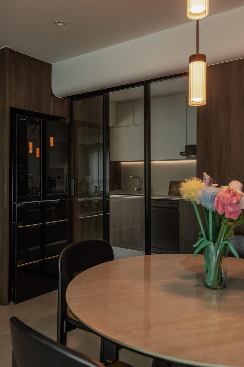 Contemporary Living Room with Countertop and Lighting