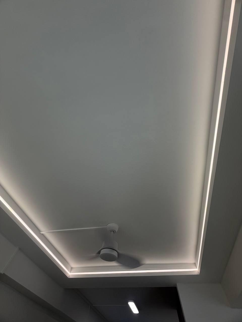 Minimalist Hallway with Ceiling Light and Ceiling Fan