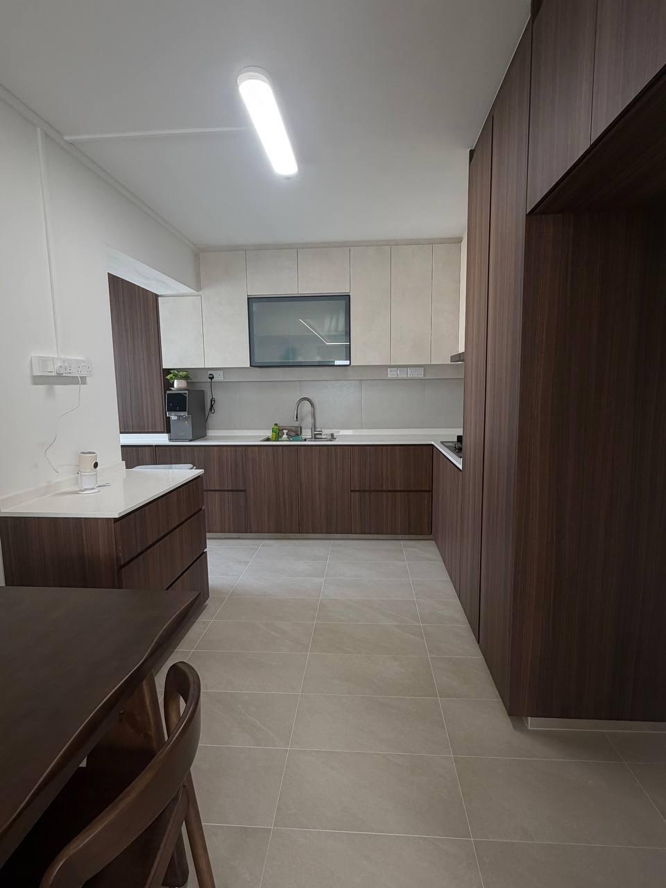 Minimalist Kitchen with Countertop and Kitchen Island