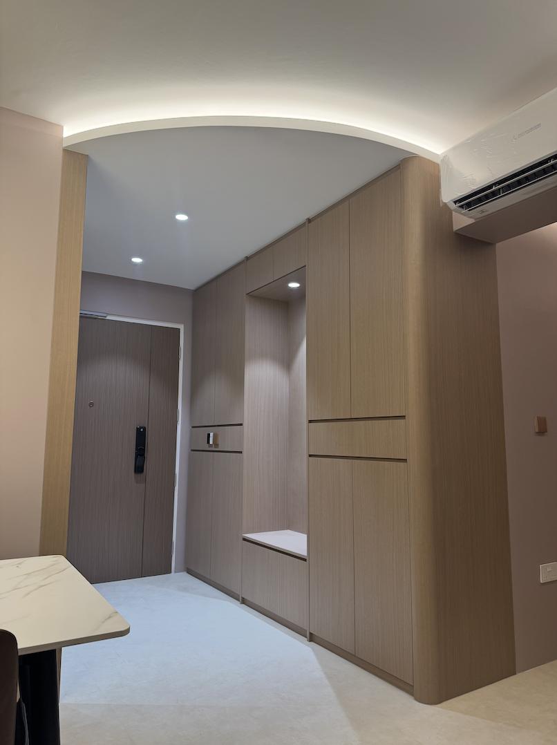 Modern Foyer with Ceiling Light and Console Table